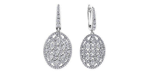 10K White Gold 1.50TDw Diamond Fancy French Clip Earrings With Dangle