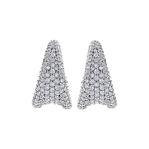 2.25TDW Diamond Pave Clip Earrings in 14K White Gold