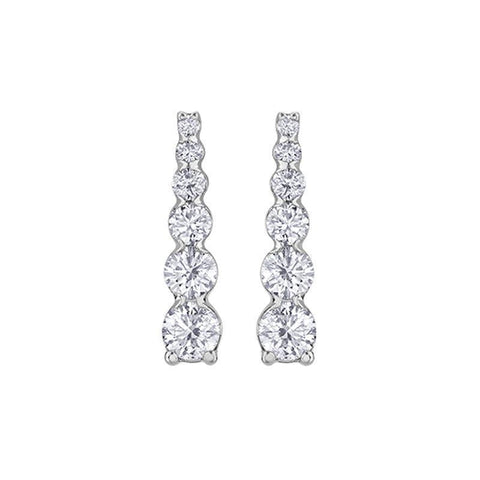 14K White Gold and 1.00TDW Diamond Journey Bar Earrings