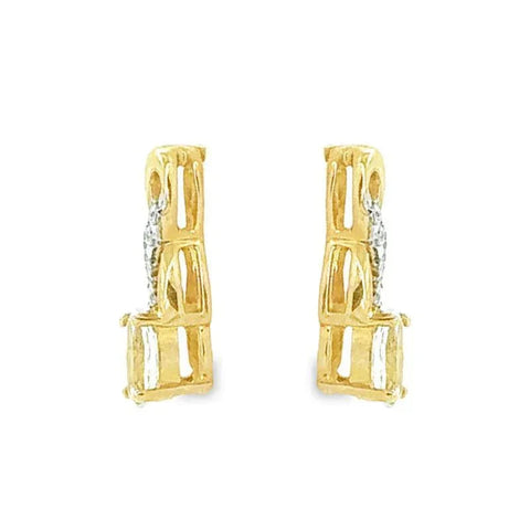 March Birthstone Aqua Infinity Style Earring with 0.05TDW Diamond Accent set in 10K Yellow Gold