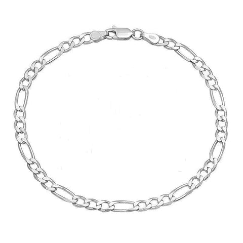 Sterling Silver 3.8mm Figaro Link Italian Bracelet