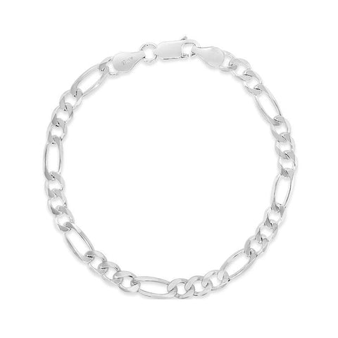 Sterling Silver 4.3mm Figaro Link Italian Bracelet
