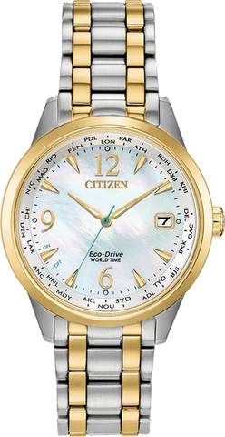 Citizen Eco Drive World Time Perpetual Calendar Women's Watch FC8004-54D