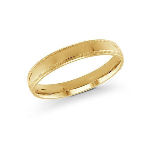 10, 14, 18 Karat 3mm Solid Yellow Gold High Polish Milgrain Edge Wedding Band