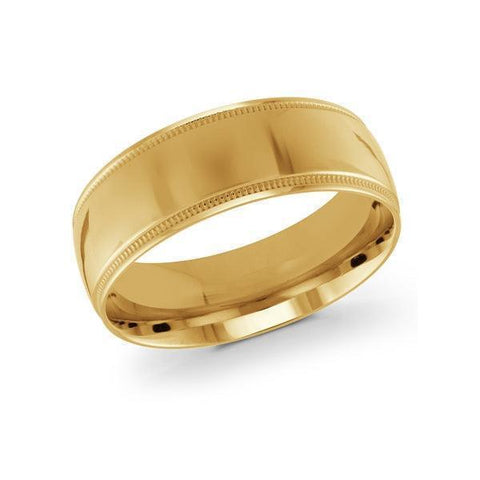 10, 14, 18 Karat 8mm Solid Yellow Gold High Polish Milgrain Edge Wedding Band
