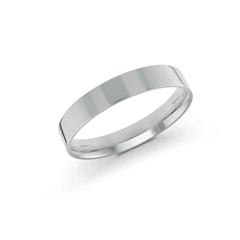 10, 14, 18 Karat White Gold 4mm High Polish Flat Comfort Fit Wedding Band