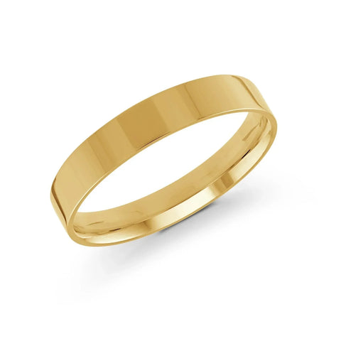 10, 14, 18 Karat Yellow Gold 4mm High Polish Flat Comfort Fit Wedding Band