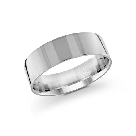 10, 14, 18 Karat White Gold 7mm High Polish Flat Comfort Fit Wedding Band