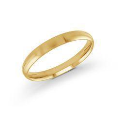 10, 14, 18 Karat Yellow Gold 3mm high polish rounded dome light comfort fit wedding band