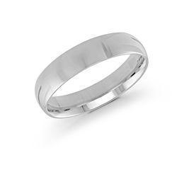 10, 14, 18 Karat White Gold 5mm high polish rounded dome light comfort fit wedding band