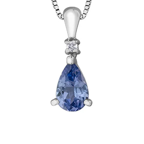 10K White Gold Tanzanite and Diamond Infinity Teardrop Pendant