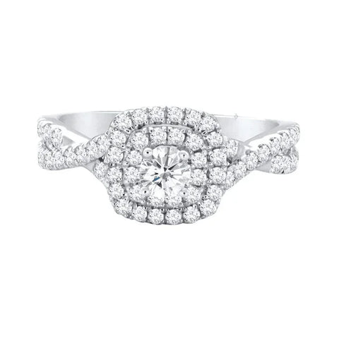 14K White Gold 0.90TDW Diamond Solitaire Infinity Style Bridal set