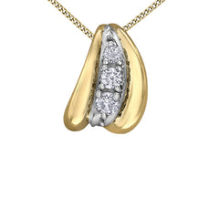 0.10TDW PPF Diamond Curved V Pendant Necklace in 10K Yellow Gold