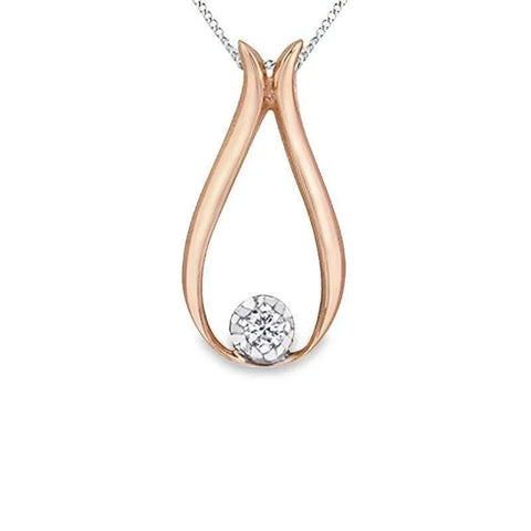 Dazzling 0.034TDW Canadian Diamond Teardrop Pendant in 10K Rose Gold