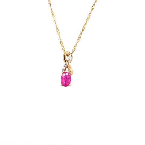 July Birthstone Pendant With 0.03TDW Diamond Accent Set in 10K Yellow Gold