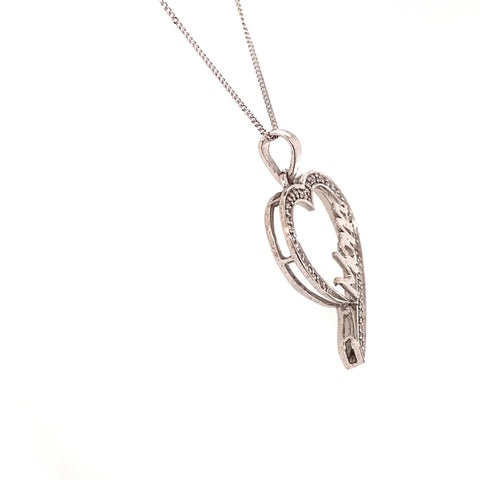 10K White Gold 0.16TDW Diamond Mom Heart Pendant