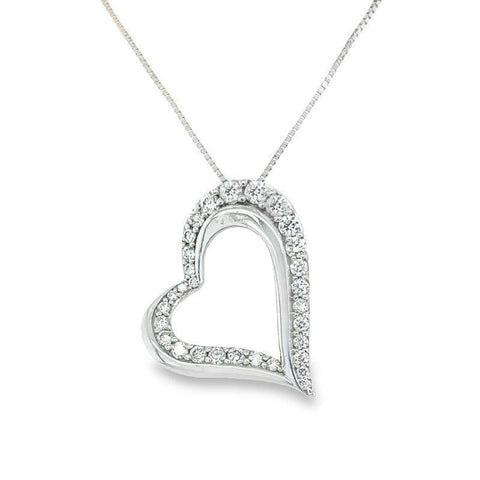 10K White Gold Diamond Heart Pendant with 0.40 Total Diamond Weight