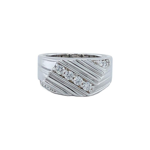14K White Gold 0.50TDW Diamond Mens Ring