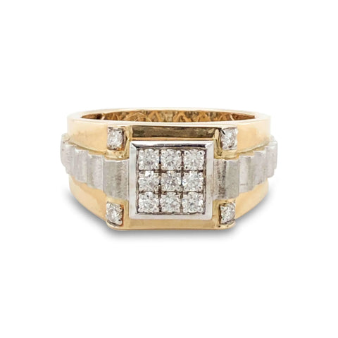 14K Yellow and White Gold 0.50TDW Diamond Mens Ring