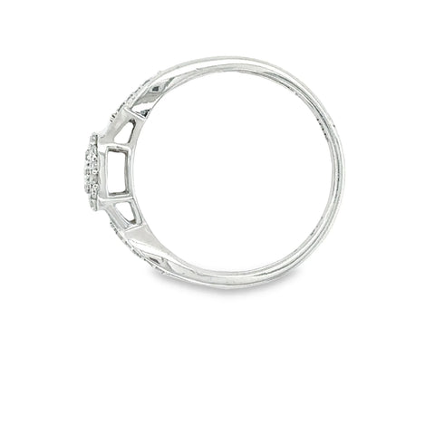 0.20TDW Diamond 10K White Gold Square Ring