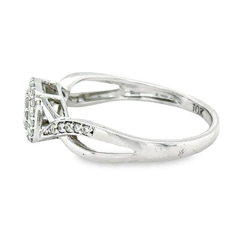 0.20TDW Diamond 10K White Gold Square Ring
