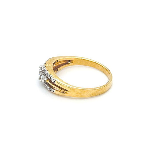 10K Yelow Gold 0.40TDW Diamond Past Present Future Ring with Accent Diamonds