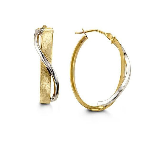 10K Yellow And White Gold Fancy Shape Hoop Earrings