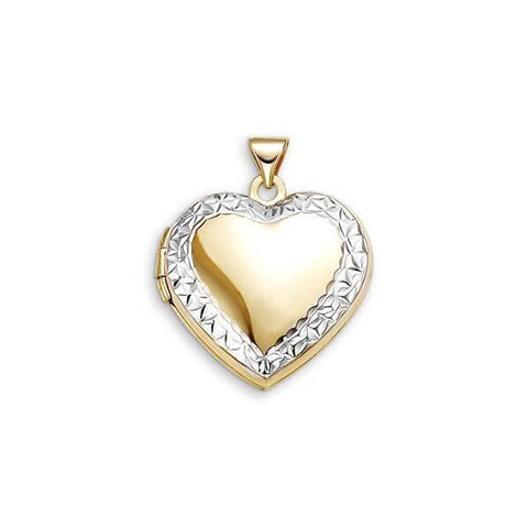 10K Yellow And White Gold Heart Locket