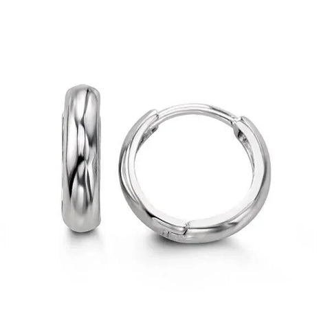 14K White Gold Classic Domed Huggy Earrings