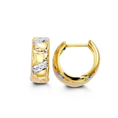 10K Yellow, White And Rose Gold Huggy Earrings