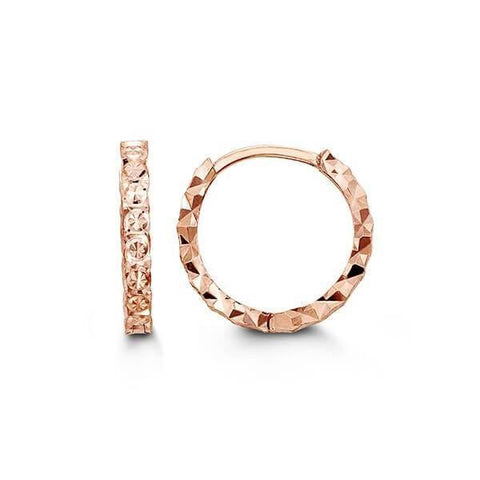 10K Rose Gold 3D Huggy Earrings
