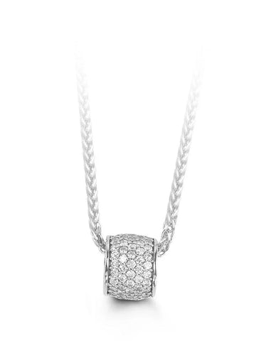 10K White Gold CZ Barrel Glider Pendant with Chain
