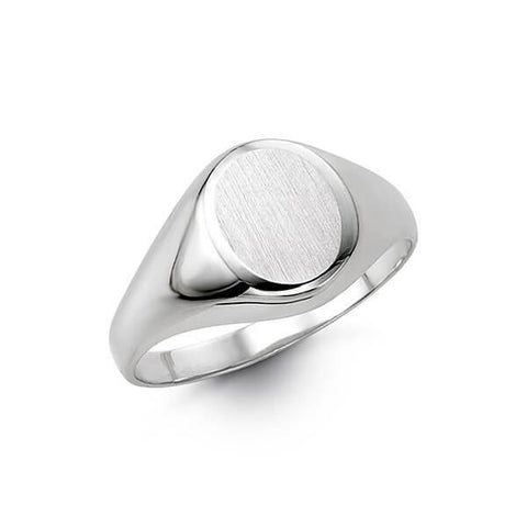 10K White Gold Mens Oval-Shaped Signet Ring