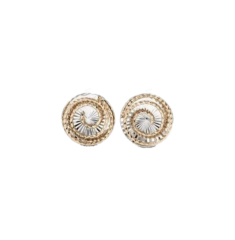 10K Yellow and White Gold Fancy Twist Stud Earrings