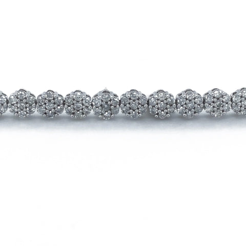 10K White Gold 3.00TDW Diamond Illusion Flower Tennis Bracelet