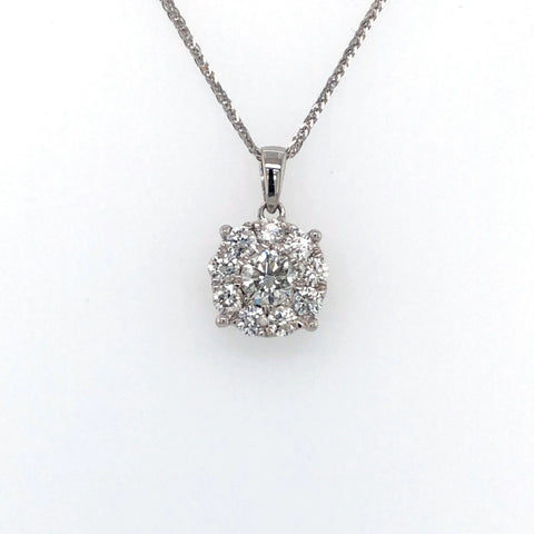 14K White Gold 1.00TDW Diamond Imperial Pendant