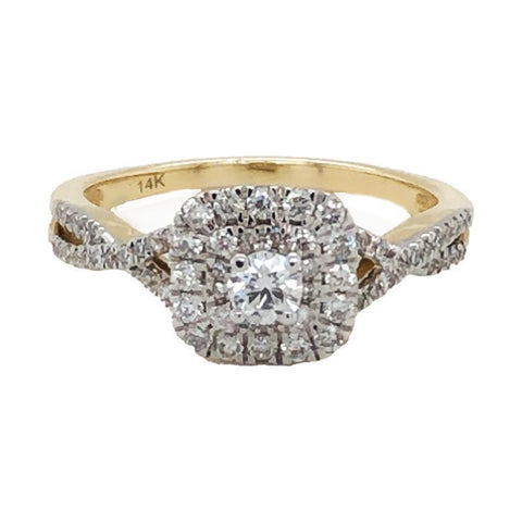 14K 0.60TDW Diamond Halo Wedding Set with Infinity Style Setting.
