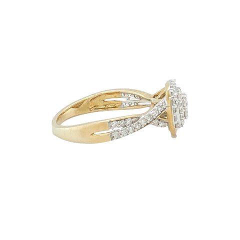 10K White Gold 0.50TDW Diamond Double Halo Engagement Ring