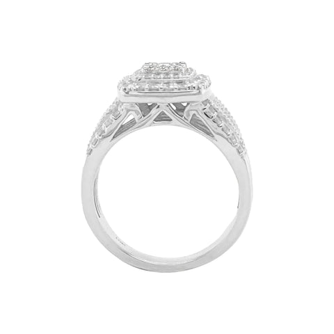 10K White Gold 1.00TDW Diamond Triple Halo Engagement Ring