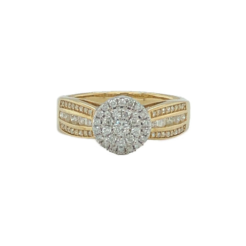 10K Yellow Gold 0.50TDW Diamond Double Halo Engagement Ring
