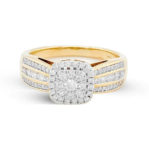 10K Yellow Gold 0.50TDW Diamond Double Halo Engagement Ring OKR23758-50