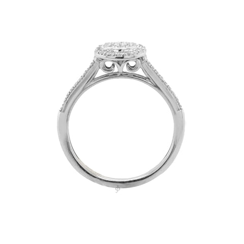 10K White Gold 0.25TDW Diamond Round Halo Wedding Set