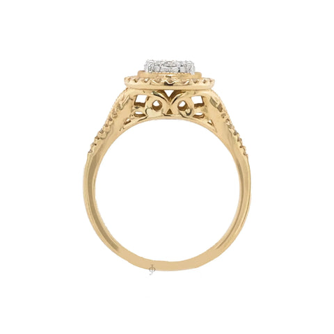10K Yellow Gold 0.50TDW Diamond Illusion Centre Halo Wedding Set