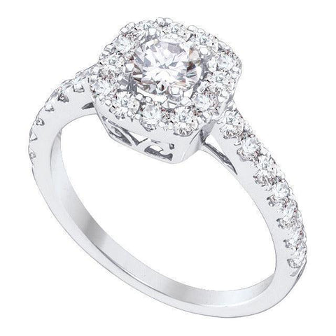 1.50TDW Diamond 14K White Gold Three Piece Halo Bridal Set