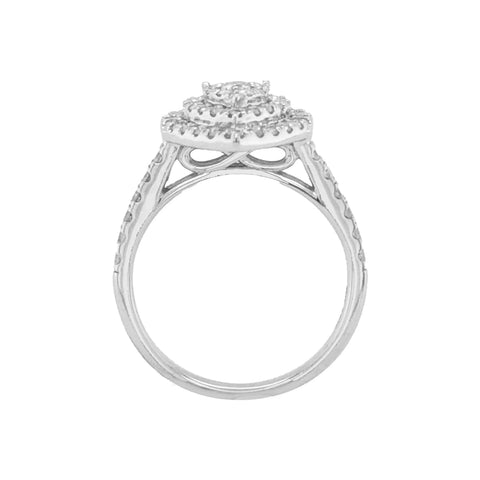 10K White Gold1.00TDW Pear Shape Diamond Multi Halo Wedding Set