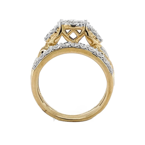 10K Yellow Gold 1.00TDW Diamond Imperial Illusion Head Wedding Set