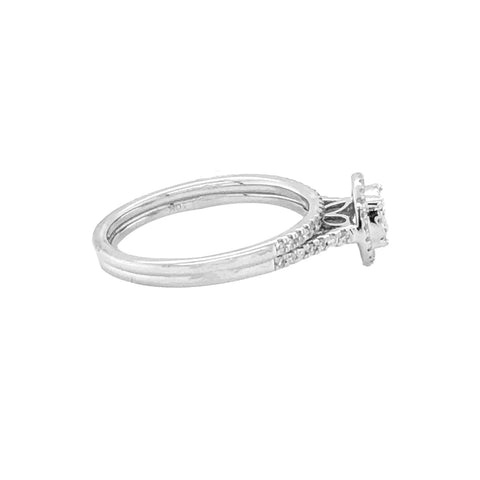 10K White Gold 0.25TDW Diamond Double Round Halo Wedding Set
