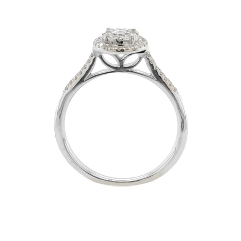 10K White Gold 0.25TDW Diamond Double Round Halo Wedding Set