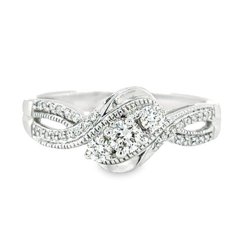 14K White Gold Diamond Engagement Ring with 0.33 Total Diamond Weight