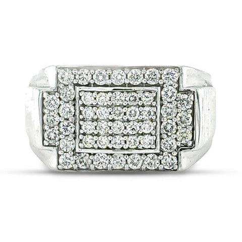10K White Gold 1.00TDW Mens Diamond Ring